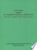 libro Estudios Sobre El Barroco Musical Hispánico (en Torno A La Figura Del Dr. Miguel Querol)