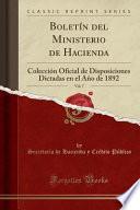 libro Boletín Del Ministerio De Hacienda, Vol. 7